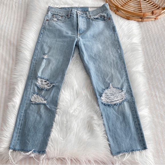 Rag & Bone Marilyn Jean in Union Pool Light Blue Distressed Raw Hem Fray 26 - Picture 4 of 13
